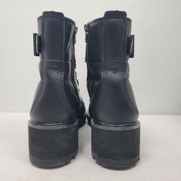 Timberland Kori Park Women's Black Leather Moto Buckle Lace Up Boots US Size 9 - Picture 4 of 11